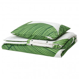 IKEA KUNGSCISSUS Підодіяльник та наволочка, білий/зелений, 150х200/50х60см (405.650.49)