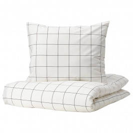 IKEA VITKLOVER Комплект постельного белья, белый, черный / в клетку (704.906.65)