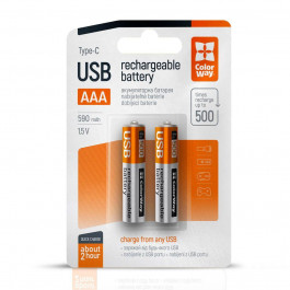 ColorWay AAА USB-С 590 мАЧ 1.5В Li-Polymer 2pc. (CW-UBAAA-09)