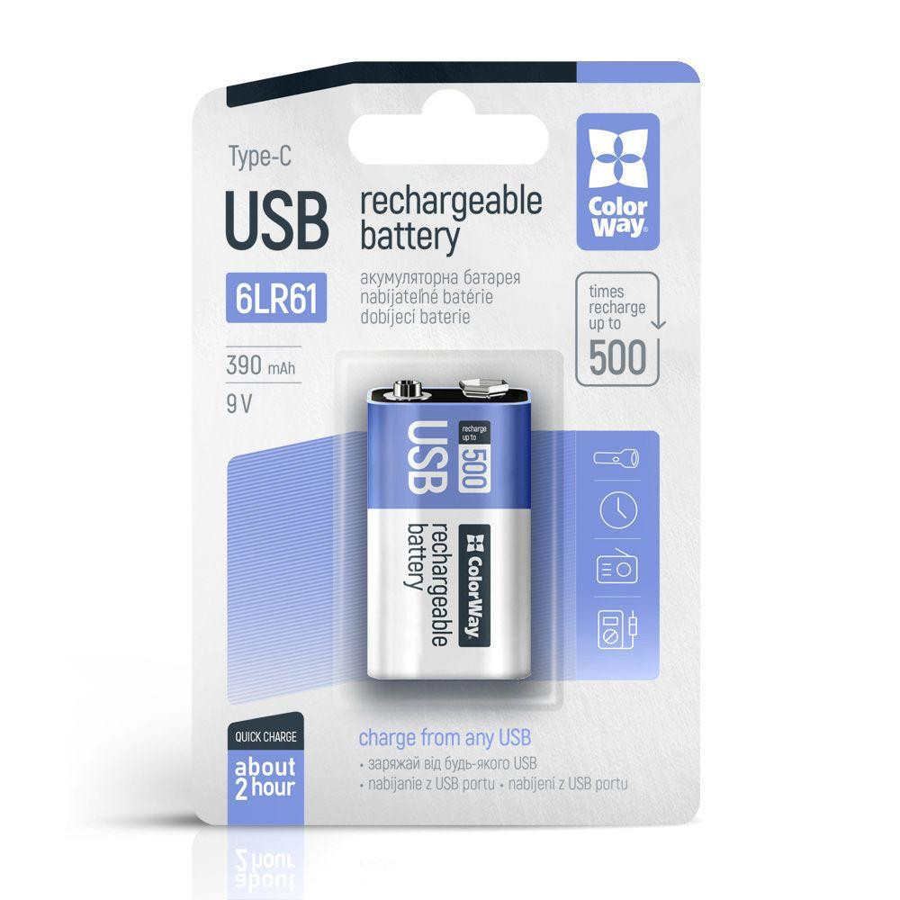 ColorWay Крона USB-С 390 mAh 9В Li-Polymer (CW-UB9V-06) - зображення 1