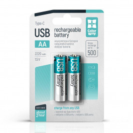 ColorWay AA USB-С 2220 mAh 1.5В Li-Polymer 2pc. (CW-UBAA-10)