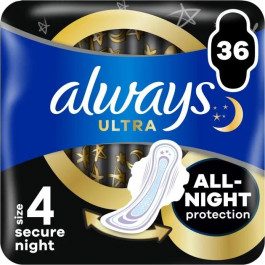 Always Гігієнічні прокладки  Ultra Secure Night (Розмір 4) 36 шт.