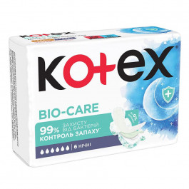 Kotex Гігієнічні прокладки  Bio Care Night 6 шт.