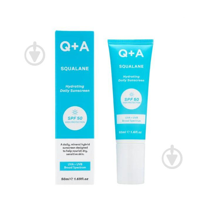 Q+A Зволожуючий сонцезахисний крем для обличчя  Squalane Hydrating Daily Sunscreen 50 мл (5060486267859) - зображення 1