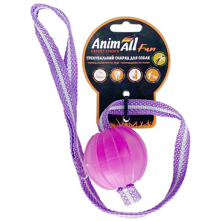 AnimAll М'яч для собак  Fun тренувальний зі шлейкою 6 см фіолетовий (138840) - зображення 1