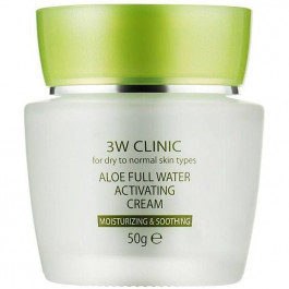 3W CLINIC Увлажняющий крем для лица  Aloe Full Water Activating с экстрактом алоэ 50 мл (8809469775489)