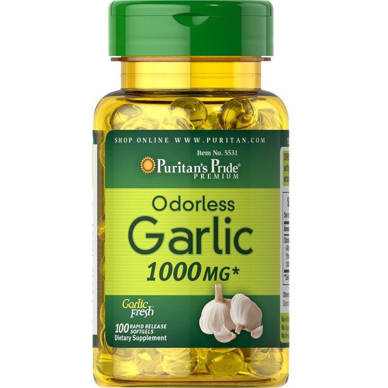 Puritan's Pride Чеснок, Odorless Garlic, без запаха, 1000 мг, 100 капсул (PTP-15531) - зображення 1