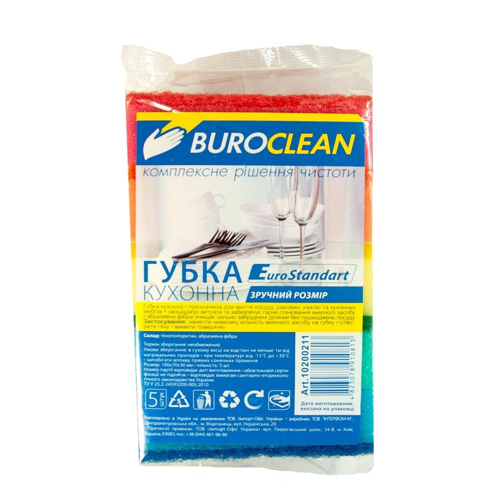 Buroclean губки кухонные 5шт 100х70мм EuroStandart 10200211 (10200211 x 132590) - зображення 1