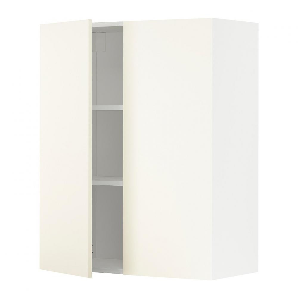 IKEA METOD Навісна шафа з полицями/2 дверцята, білий/Vallstena білий, 80x100 см (195.072.64) - зображення 1