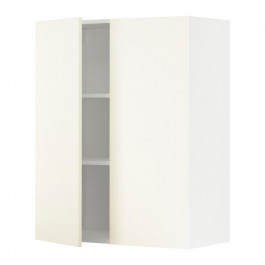 IKEA METOD Навісна шафа з полицями/2 дверцята, білий/Vallstena білий, 80x100 см (195.072.64)