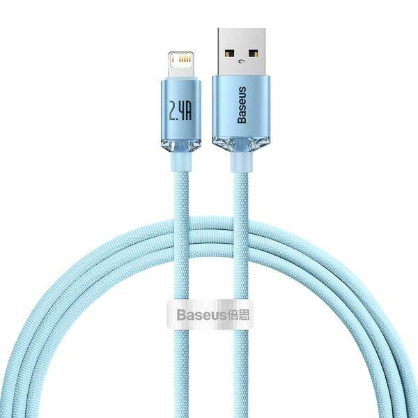 Baseus Crystal Shine Series Fast Charging Data Cable USB to Lightning 1.2m Sky Blue (CAJY001103) - зображення 1