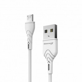 Grand-X USB-micro USB 3A 1m CU Fast Сharge White (PM-03W)