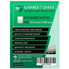 Games7Days Протектори для карт  (63,5 х 88 мм, Card Game, 100 шт.) (STANDART) (GSD-016388)