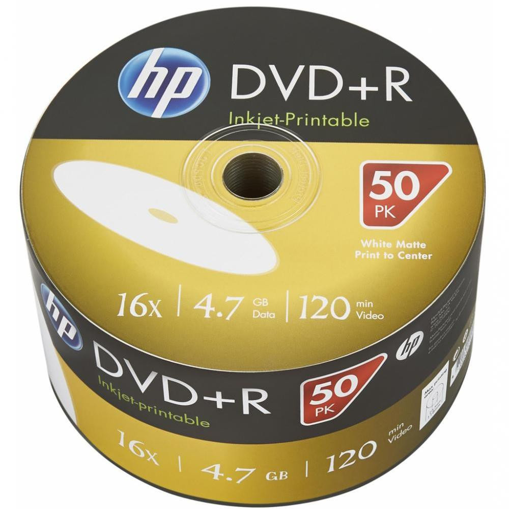 HP DVD-R 4.7 GB 16X IJ Print 50 pcs 69302 (69302/DME00070WIP-3) - зображення 1