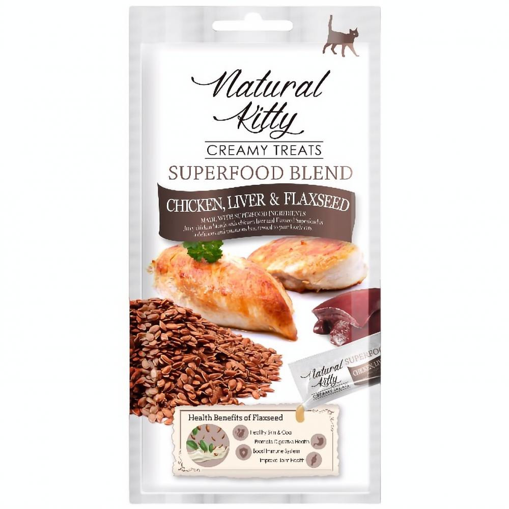Natural Kitty Creamy Treats Chicken liver flaxseed 4х12 г SNK22103 - зображення 1