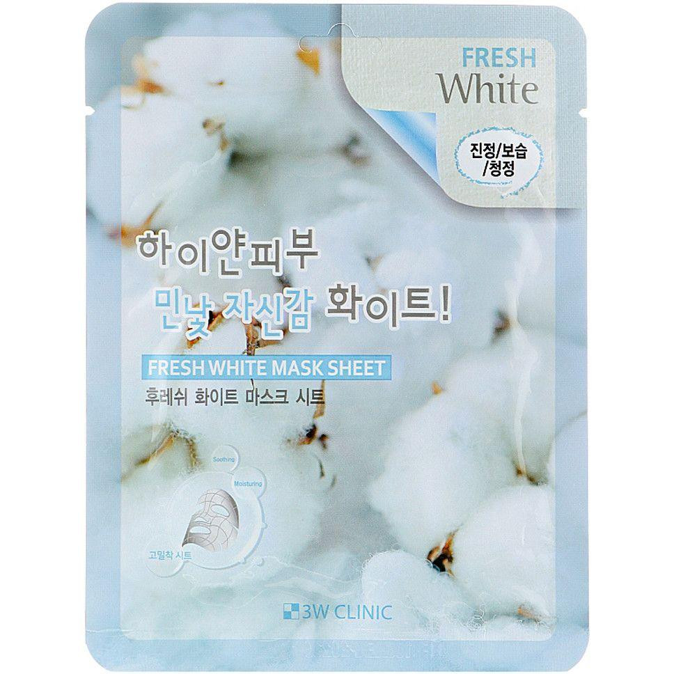 3W CLINIC Маска тканевая для лица  осветляющая Fresh White Mask Sheet 23 мл - зображення 1