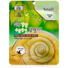 3W CLINIC Маска тканевая для лица  Fresh Snail Mucus Mask Sheet 23 мл