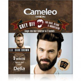 Delia Cosmetics Cameleo Men одноразова фарба для миттєвого зафарбовування сивини відтінок 3.0 Dark Brown 2 x 15 мл