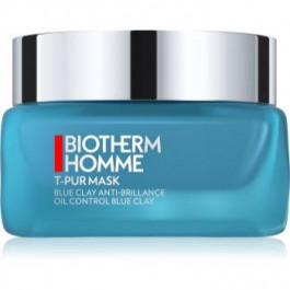 Biotherm Homme T - Pur  Blue Face Clay очищаюча маска для зволоження шкіри та звуження пор  50 мл