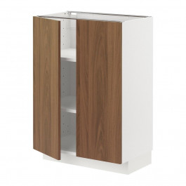 IKEA METOD Нижня шафа/полиці/2 дверцята, білий/Tistorp імітація коричневого горіха, 60x37 см (495.195.24)