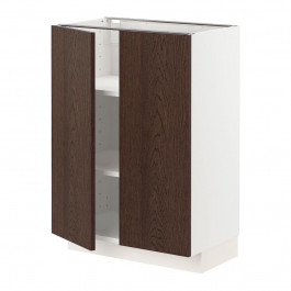 IKEA METOD Нижня шафа/полиці/2 дверцята, білий/Sinarp коричневий, 60x37 см (094.577.21)