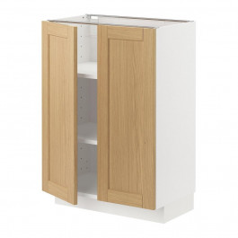IKEA METOD Нижня шафа/полиці/2 дверцята, білий/дуб форсбакка, 60x37 см (995.090.99)