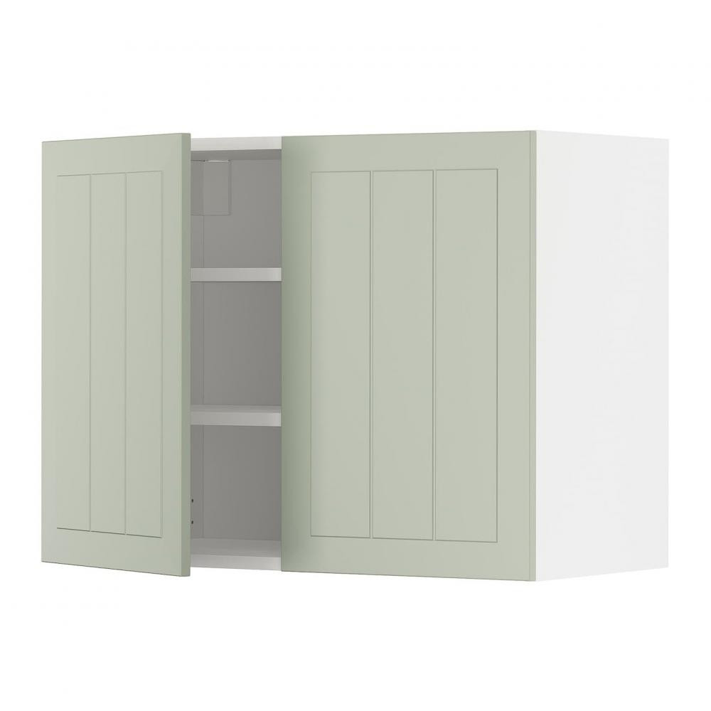 IKEA METOD Навісна шафа з полицями/2 дверцята, білий/Stensund світло-зелений, 80x60 см (994.875.06) - зображення 1