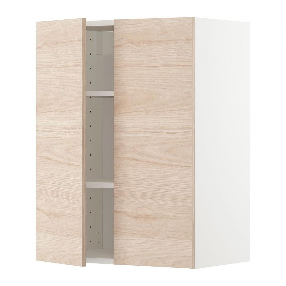 IKEA METOD Навісна шафа з полицями/2 дверцята, білий/аскерсунд світлий ясен, 60x80 см (794.559.50) - зображення 1