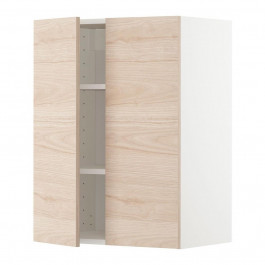 IKEA METOD Навісна шафа з полицями/2 дверцята, білий/аскерсунд світлий ясен, 60x80 см (794.559.50)