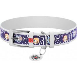 Collar Ошейник для собак кожаный  Waudog Design Рик и Морти 2 L 38-49 см Белый (3605-0281-15)