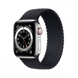 Apple Watch Series 6 LTE 40mm Silver Stainless Steel Case w. Charcoal Braided Solo Loop (M0DC3+M0DV3)