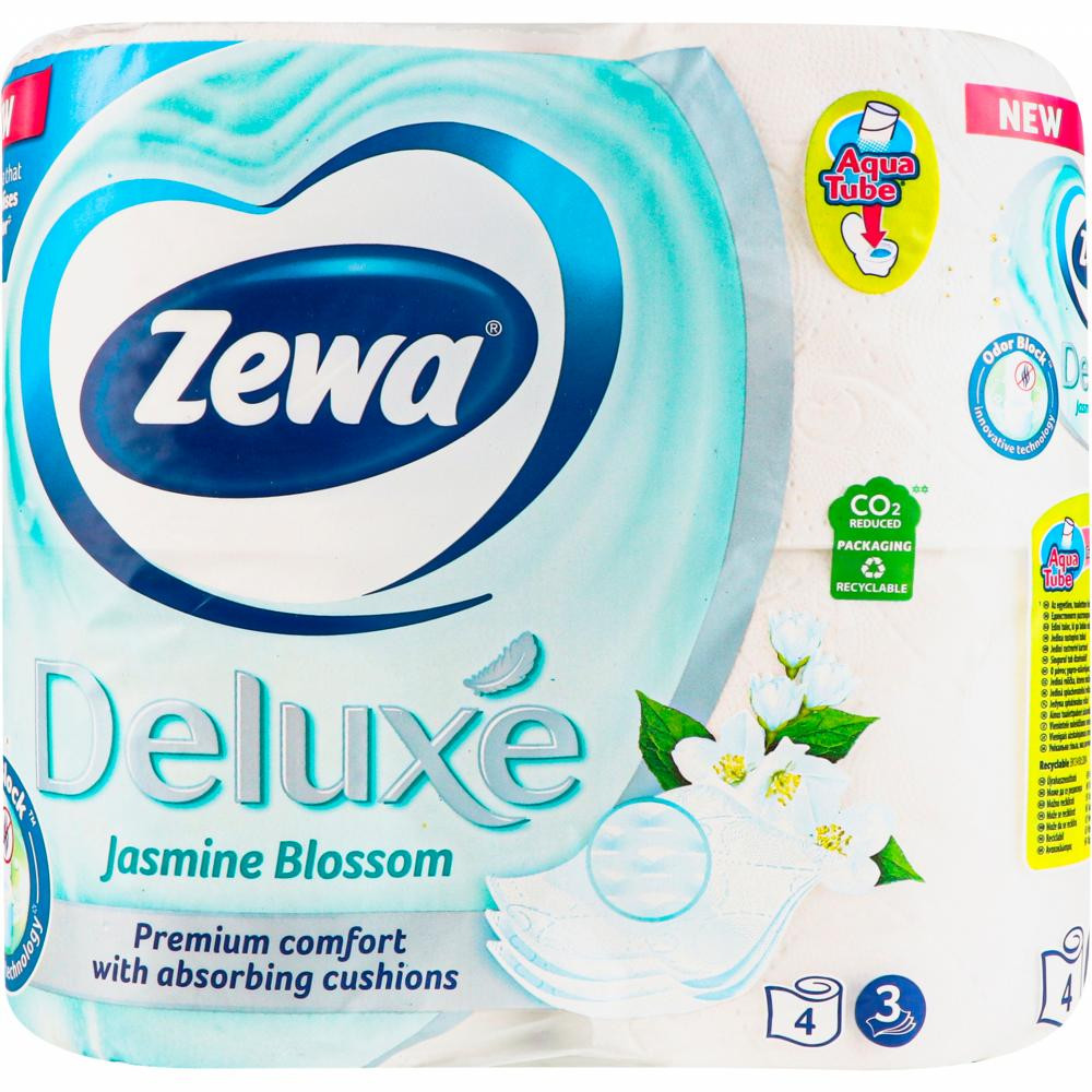 Zewa Папір туалетний  Deluxe Жасмин 3-шаровий, 4 шт (7322542174074) - зображення 1