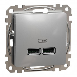 Schneider Electric Розетка USB тип A+A 21A  Sedna Design SDD113401 Алюміній