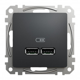 Schneider Electric Розетка USB тип A+A 21A  Sedna Design SDD114401 Чорний