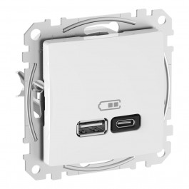 Schneider Electric Розетка USB тип A+C (45 Вт)  Sedna Design SDD111404 Білий