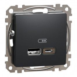 Schneider Electric Розетка USB тип A+C 24A  Sedna Design SDD114402 Чорний