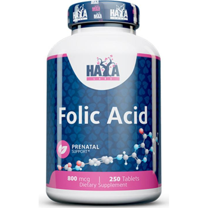 Haya Labs Folic Acid 800 mcg Фолієва кислота 250 таблеток - зображення 1