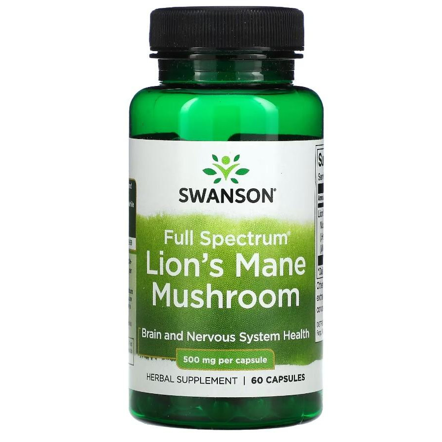 Swanson Їжовик гребінчастий (Lion's Mane Mushroom) 500 мг 60 капсул - зображення 1