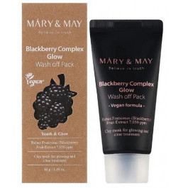 MARY & MAY Антиоксидантна глиняна маска  Blackberry Complex Glow Wash Off Pack з Ожиною 30 г (8809670682095)