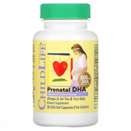 ChildLife Пренатальна добавка з ДГК (Prenatal-DHA) 500 мг 30 капсул з лимонним смаком