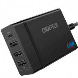 Choetech 72W 4-Port USB-C PD Charger Black (PD72-1C3UEU-101BK)