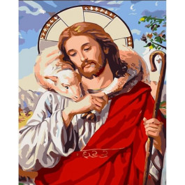 STRATEG Картина за номерами ПРЕМІУМ Христос з лаком розміром 30х40 см SS6749