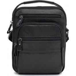 Ricco Grande Чоловіча чорна сумка-барсетка з натуральної шкіри гладкого типу з ручкою Keizer (59167)