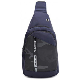 Monsen Синій чоловічий рюкзак-слінг із текстилю з принтом  71614