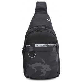 Monsen Чоловічий слінг-рюкзак із щільного текстилю чорного кольору з принтом  71613