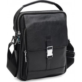 Borsa Leather Чоловіча шкіряна сумка-барсетка на плече в чорному кольорі  (21330)