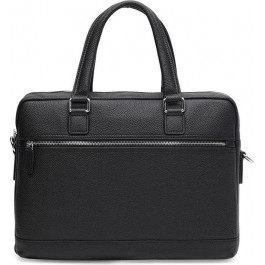 Borsa Leather Чоловіча сумка для ноутбука та документів із чорної зернистої шкіри  (21323)