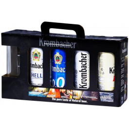 Krombacher Подарунковий набiр пиво  4*0.5 з/б (pils-1шт; пшеничне-1шт; hell-1шт; рils 0.5 б/а-1шт) + келих 0.4 