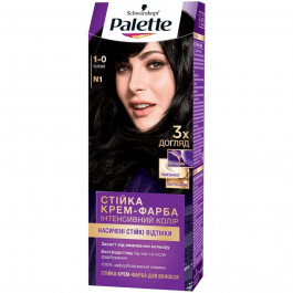 Palette Крем-краска для волос  Интенсивный цвет 1-0 (N1) Черный 110мл (3838905551559)
