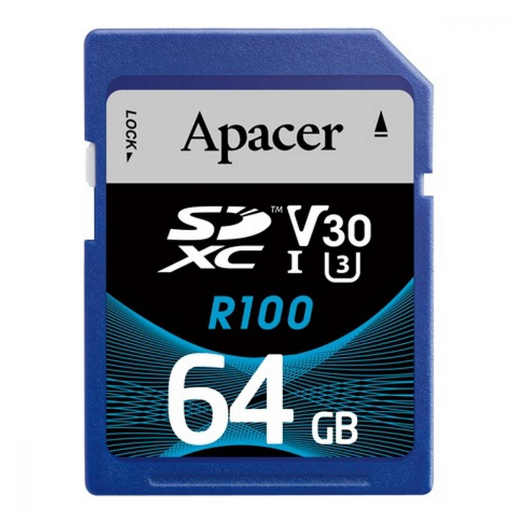 Apacer 64 GB SDXC UHS-I U3 V30 R100 (AP64GSDXC10U7-R) - зображення 1